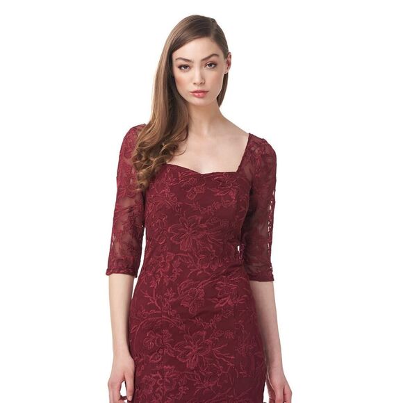 JS Collections Elle Sweetheart Tea Length Dress Women's 10 Burgundy Midi NWOT - Picture 10 of 10